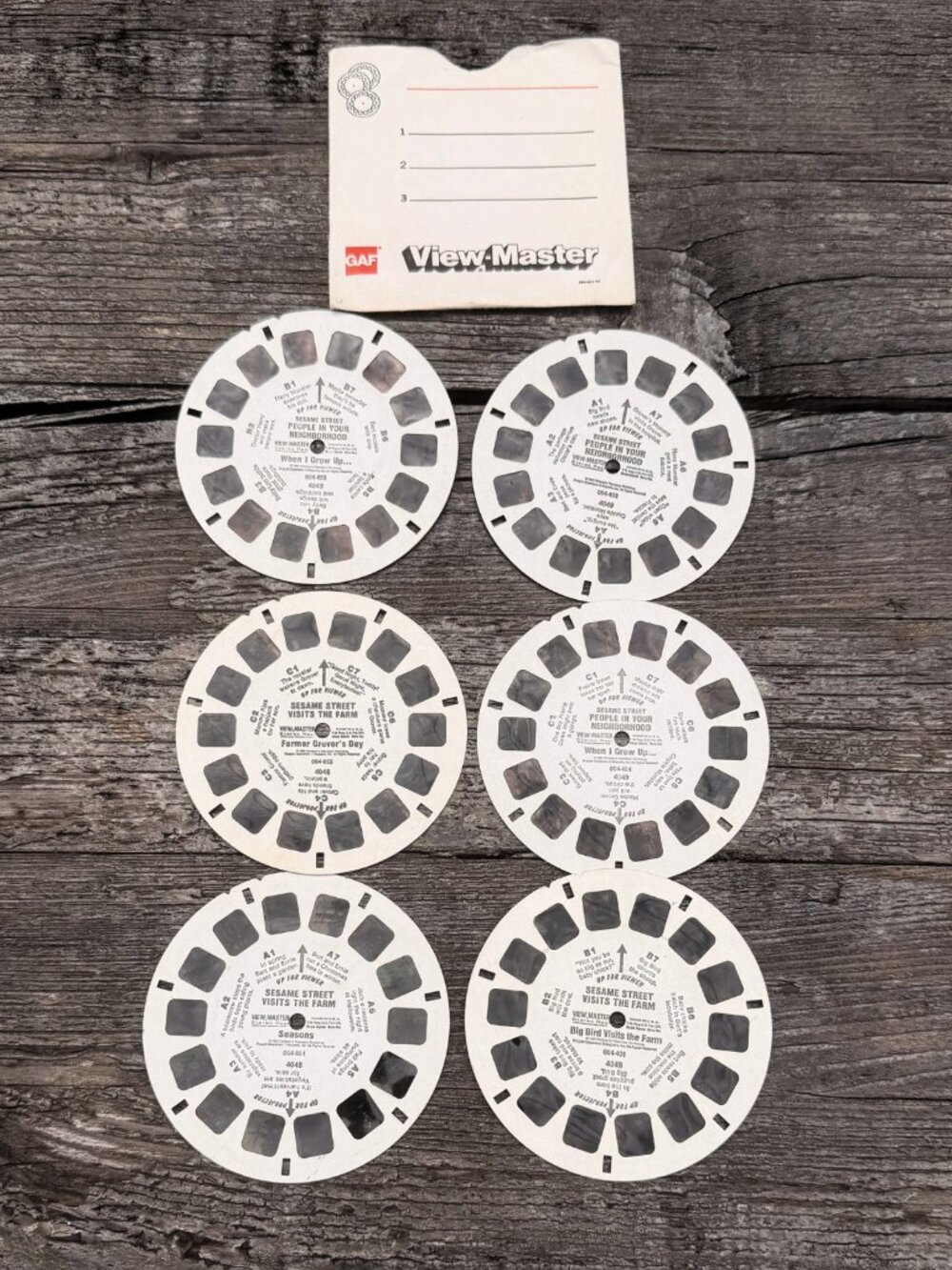 Vintage 1982 Lot 6 View Master Reels SESAME STREET Visits the Farm, Neighborhood